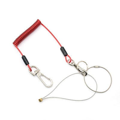 Cable transparent rouge fil de bobine de la corde de lanyard transparent rouge avec boucle / pivotements
