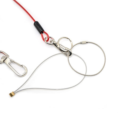 Cable transparent rouge fil de bobine de la corde de lanyard transparent rouge avec boucle / pivotements