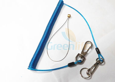 Clé enroulée extensible Lanyard Blue Coiled Lanyard Cord avec le support de boucle