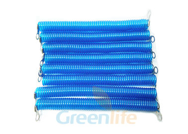 La sécurité enroulée bleue transparente attache le fil de 10 cm avec des terminaux pour la connexion
