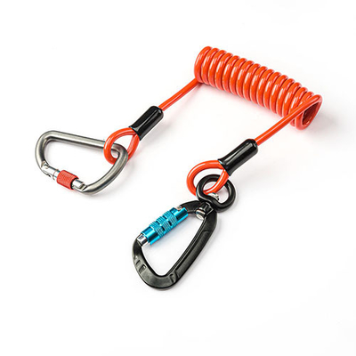 Lanyard à rouleaux flexibles orange 2M avec crochet de carabineur