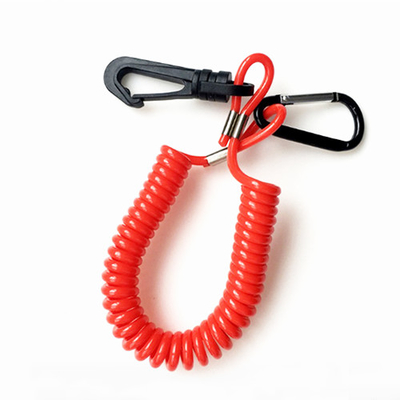 Agrafe en plastique rouge de Carabiner de chaîne de TPU 1.8M Extending Key Coil sur la corde de 3.0MM